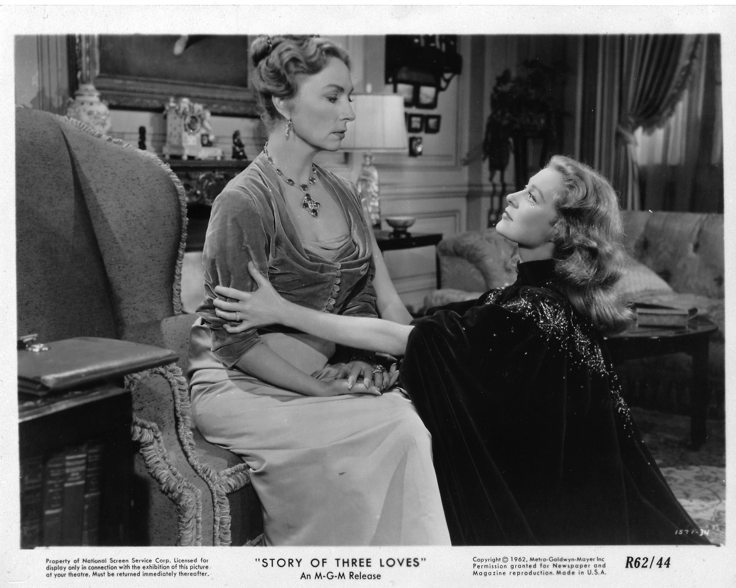 028-agnes-moorehead-theredlist-Agnes Moorehead with Moira Shearer in Story of Three Loves:The Jealous Lover directed by Gottfried Reinhardt, 1953