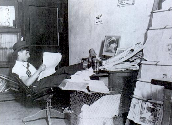 1930 NYC "Im a cocky crime reporter at the Graphic with a cluttered desk just around the corner from the men's room.