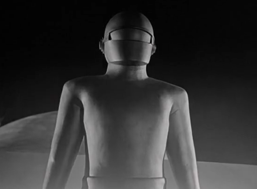 day the earth stood still GORT stands before patricia neal viser closed