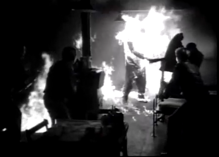 The Thing From Another World -first pyrotecnics body fire suit on film The Thing